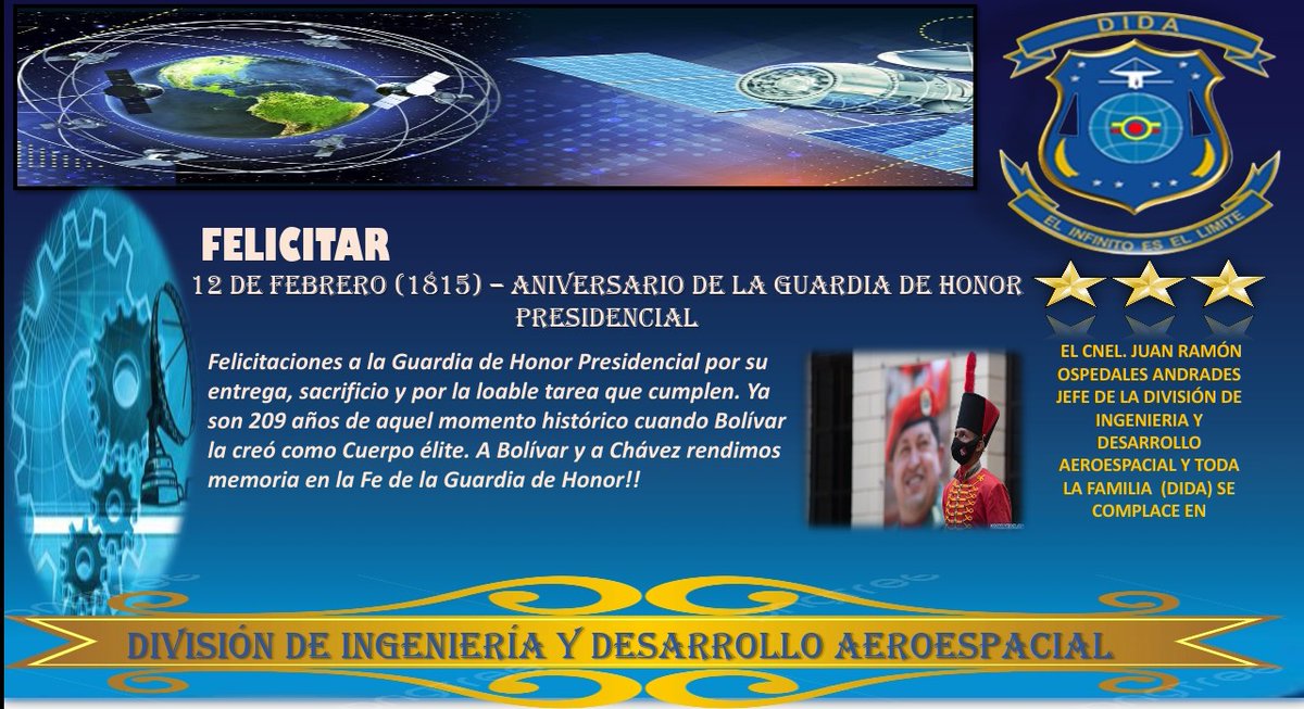 12FEB || El Cnel. Juan Ramón Ospedales Andrades y la gran Familia #dida_amb se honran en felicitar a la Guardia de Honor Presidencial <a href="/BrigadaGHP/">Brigada de la Guardia Honor Presidencial</a> por su entrega, sacrificio y por la loable tarea que cumplen. Ya son 209 años de aquel momento histórico cuando Bolívar la creó