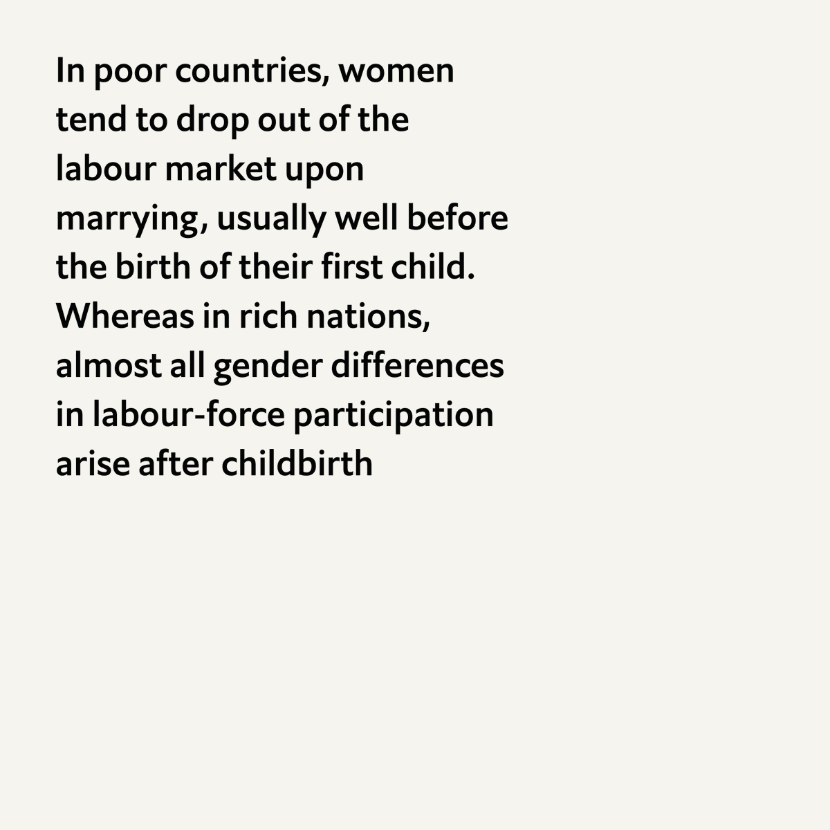 TheEconomist's tweet photo. Swipe to learn more ➡ ️ 

Using a trove of data from 134 countries to measure the effect for 95% of the world’s population, researchers have developed a novel approach to calculate the effect parenthood has on mother’s careers. Explore their findings: https://t.co/xSQHYFucOj