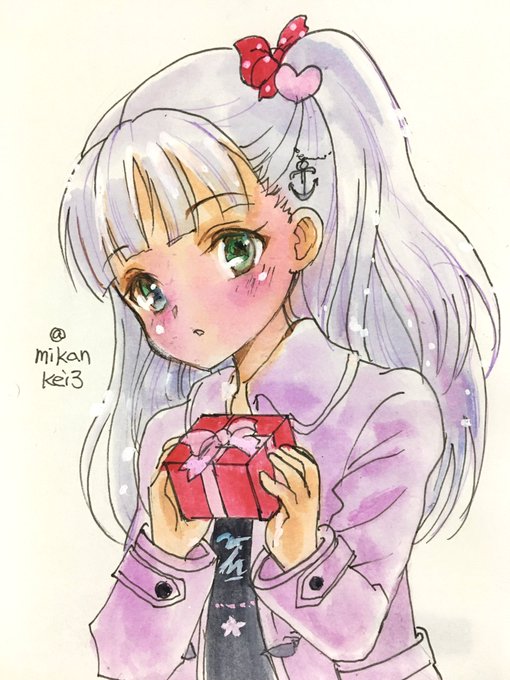 「holding gift ribbon」 illustration images(Latest)