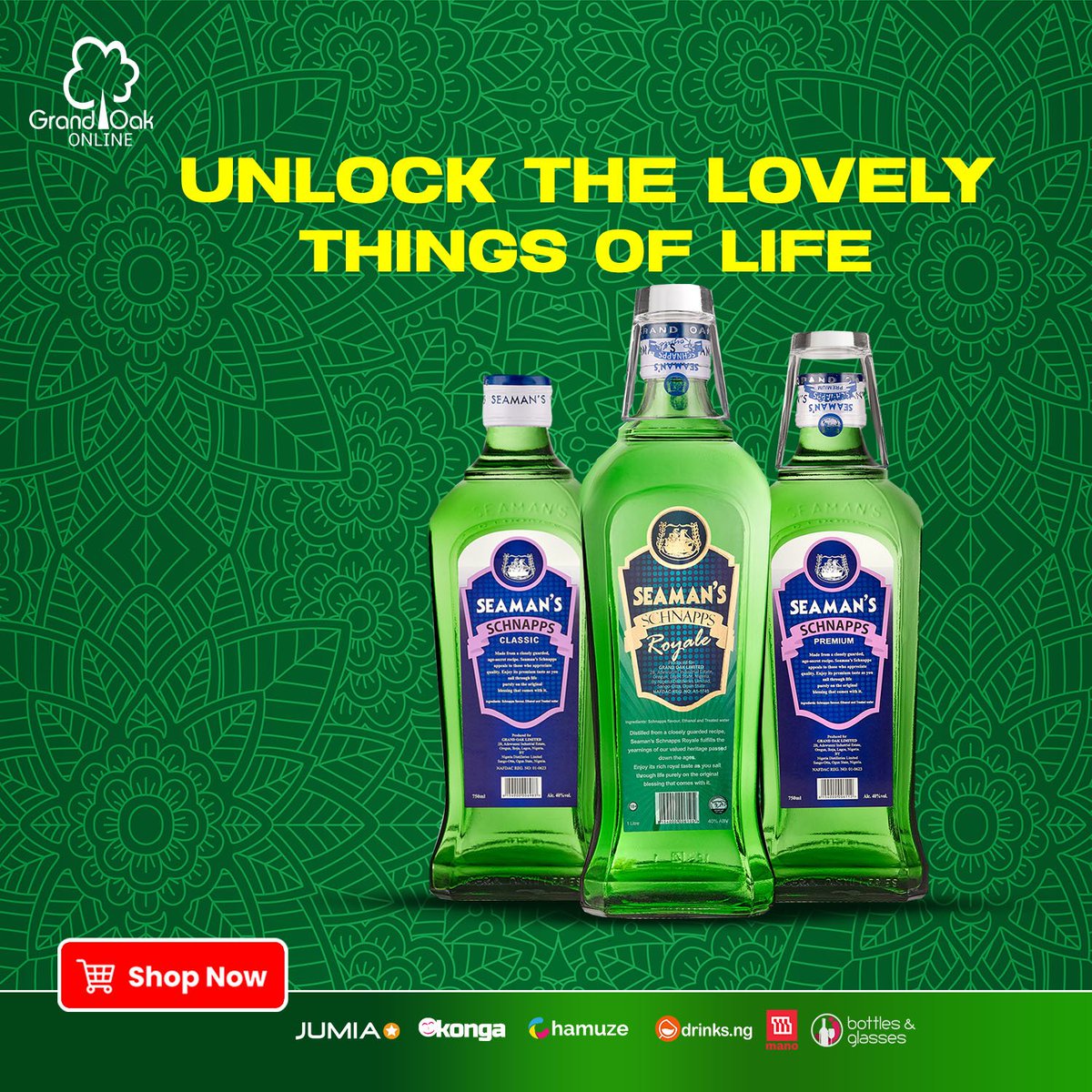 A Seaman's Schnapps signifies a celebration of cultural heritage and good fortune.

Shop Now on Chamuze.com, Jumia and Konga or tap the link in the bio @grandoakonline
@seamansschnapps