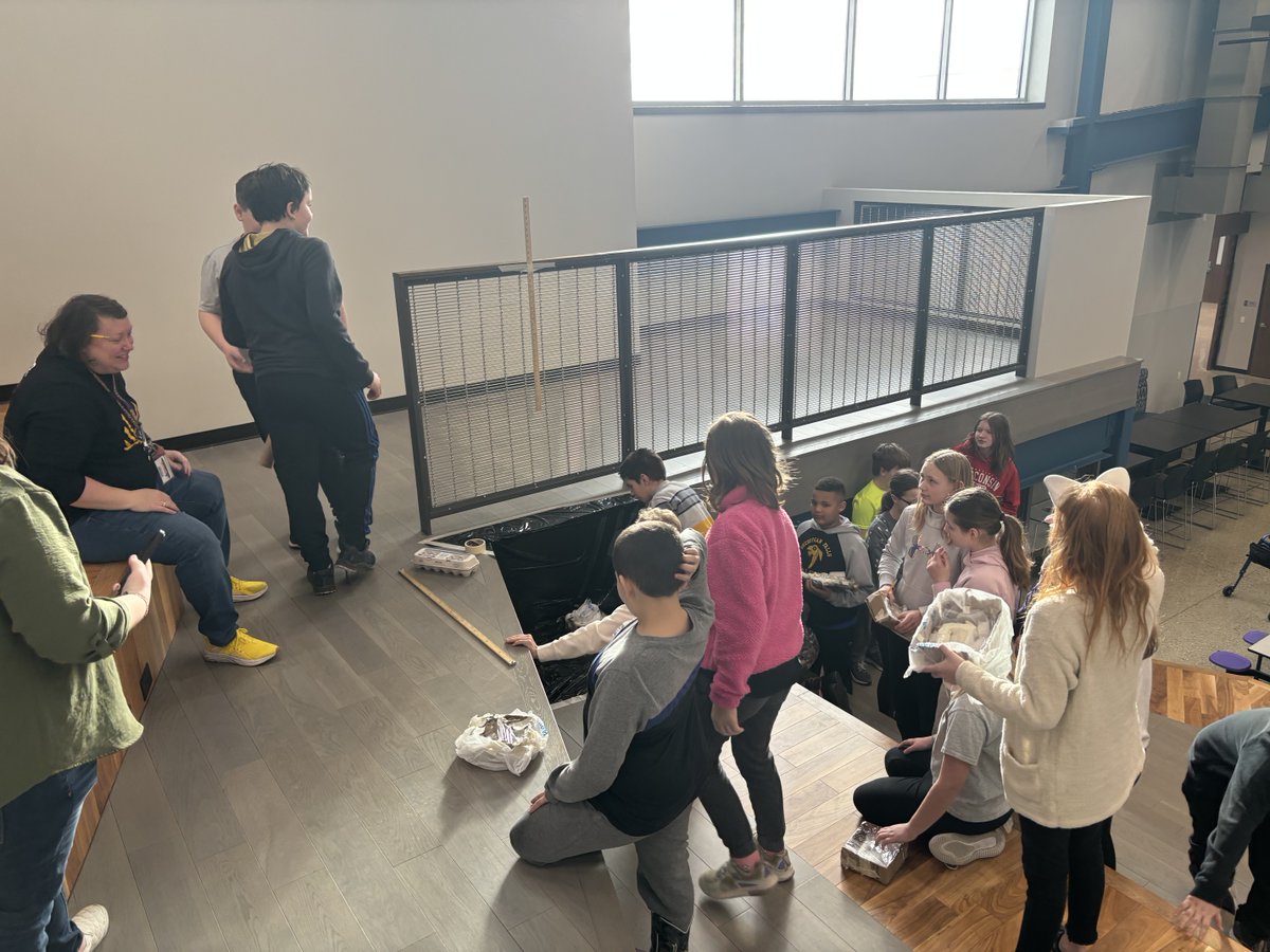 Sheb_Falls_MS's tweet photo. Mrs. Dufoor's 5th grade scientists testing landing pads for eggs (no, they're not boiled, folks!).  #SFMS https://t.co/nuCbdb0XlG