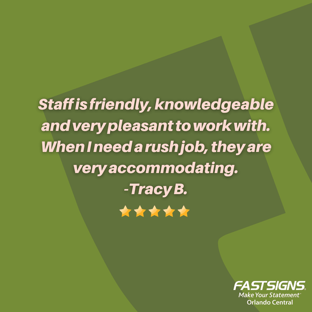 FastsignsOrland's tweet image. Thank you Tracy! We hope you continue to come see us whenever you need!

#fastsigns #fastsignsdidit #realreviews #customerservice #dreamteam #signs #shoplocalorlando #orlandosmallbusiness