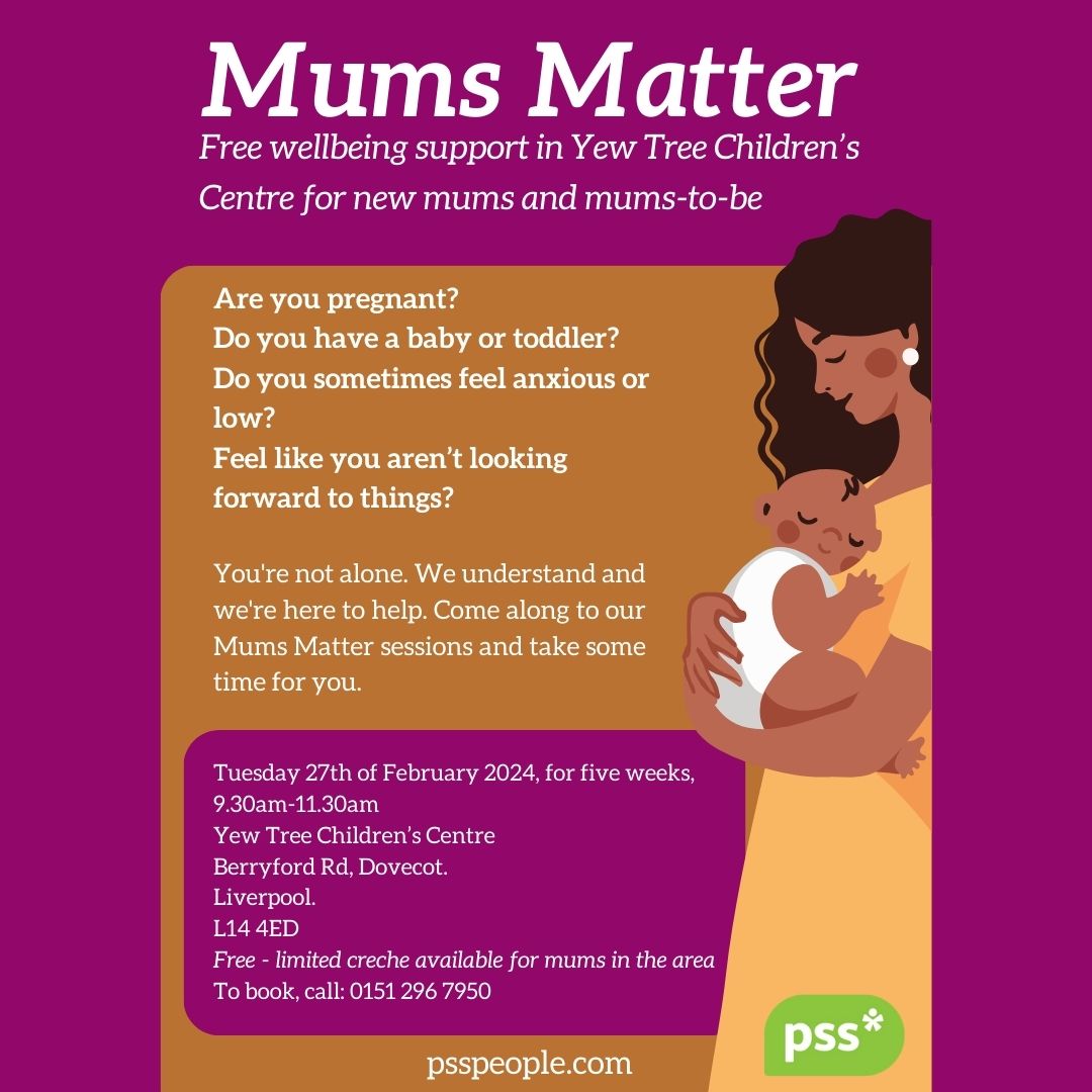 If you have a child under two and are feeling anxious or low, this course can help mums develop ways of managing these feelings. Please call our Yew Tree Children's to book you space. #pss #mumsmatter #support #familyhubs #childrenscentre #liverpool #familysupport #wellbeing