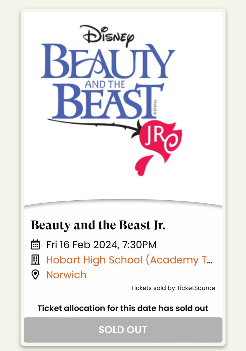 We have officially SOLD OUT on Friday evening!! Tickets still available for the performances on Wednesday and Thursday! <a href="/HobartHigh/">Hobart High School</a> @Hobart_Head