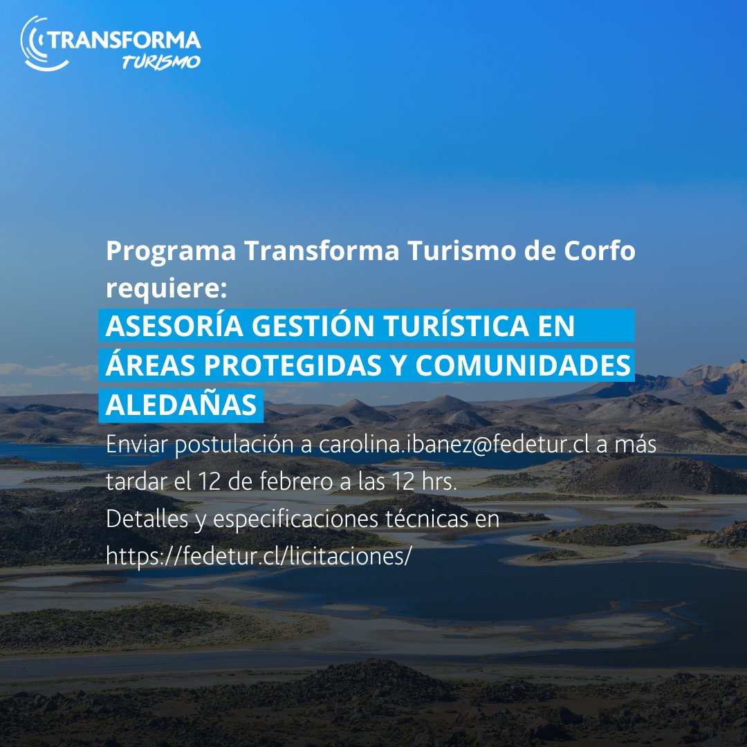 Revisa todos los detalles de este llamado en fedetur.cl/licitaciones/ #turismo #consultoría #asesoría