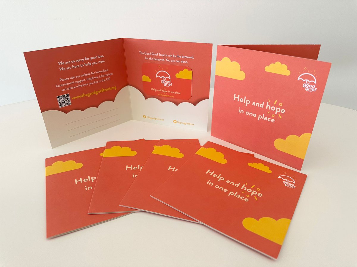 Liz_ORiordan's tweet photo. 🧡Did you know that today @goodgrieftrust launches their new improved Good Grief condolence card?
* QR codes have been added to both the inner & outer card - scan the code for immediate signposting to a choice of support, depending on the loss
* A space to write a message of condolence - personalising the support we offer bereaved families
* One central signposting tool to ensure a consistent approach to signposting those grieving to help
* Proven to be a vital signposting tool, with 100% positive feedback from both the bereaved & professionals
* Cards available at a subsidised rate of 30p per card to NHS healthcare providers & charities.
Order yours here! 🧡📷☂️
https://t.co/X4o0i85ekT