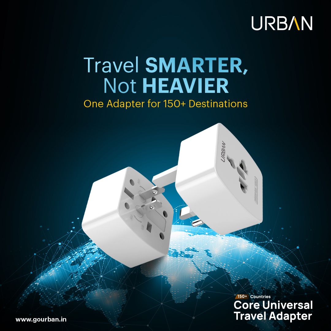 Introducing our urban core universal travel adapter – one adapter for 150+ destinations. Lighten your load and stay connected wherever you go. ✈️🌍

 #TravelSmart #UniversalAdapter #ActiveLifestyle #gourban #urban #MakeAMark #urbansmartwearables #Smartwatch #Smartwearables