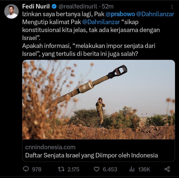 clawhs02's tweet photo. SAYA akan JAWAB, persetan dengan hari tenang...
----
Indonesia di kategorikan
 "Negeri Berkembang "
Pembelian senjata pesawat rudal DLL..
@realfedinuril 
Gw buka terang terangan biar Negara kita hancur sekalian ...
"Kata kuncinya Lu siap mati gk jika Indonesia konflik dengan U.S" https://t.co/SPog4jl8Mq