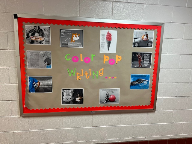 3rd grade @BeaufortSchools Ss learned how to create color splash photos in Adobe Express to go with their 'favorite things' writing. I love the teacher's colorful display! @MrsBongiornoEdu @adobeforedu #AdobeEduCreative