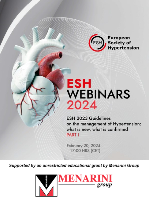 📢Don’t miss our webinar series on the '2023 ESH Guidelines on the Management of Arterial Hypertension' supported by Menarini. First edition to take place on Feb 20, 2024 at 17:00 CET. Programme & Registration here👉bit.ly/49bkrBA @ESH_Annual @KreutzReinhold