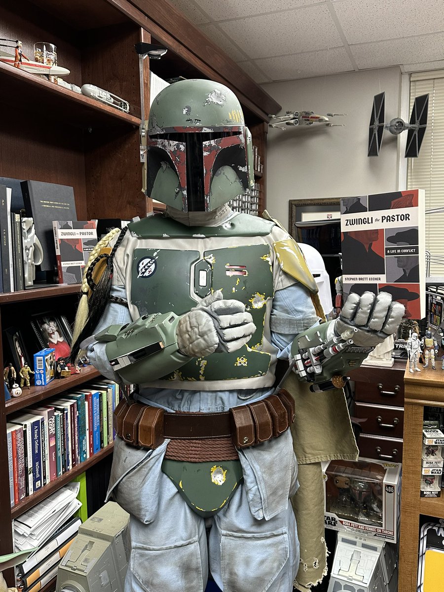 Stephen_Eccher's tweet photo. When Boba Fett encourages you to order a copy of #ZwingliThePastor, one of @LexhamPress’ newest Spring offerings, it’s typically best to listen. Find out today what the galaxy is talking about! See link in my bio for ordering details.
#NoDisintegrations
#HistorianFett
#BobaFett https://t.co/k7JFc6HYDG