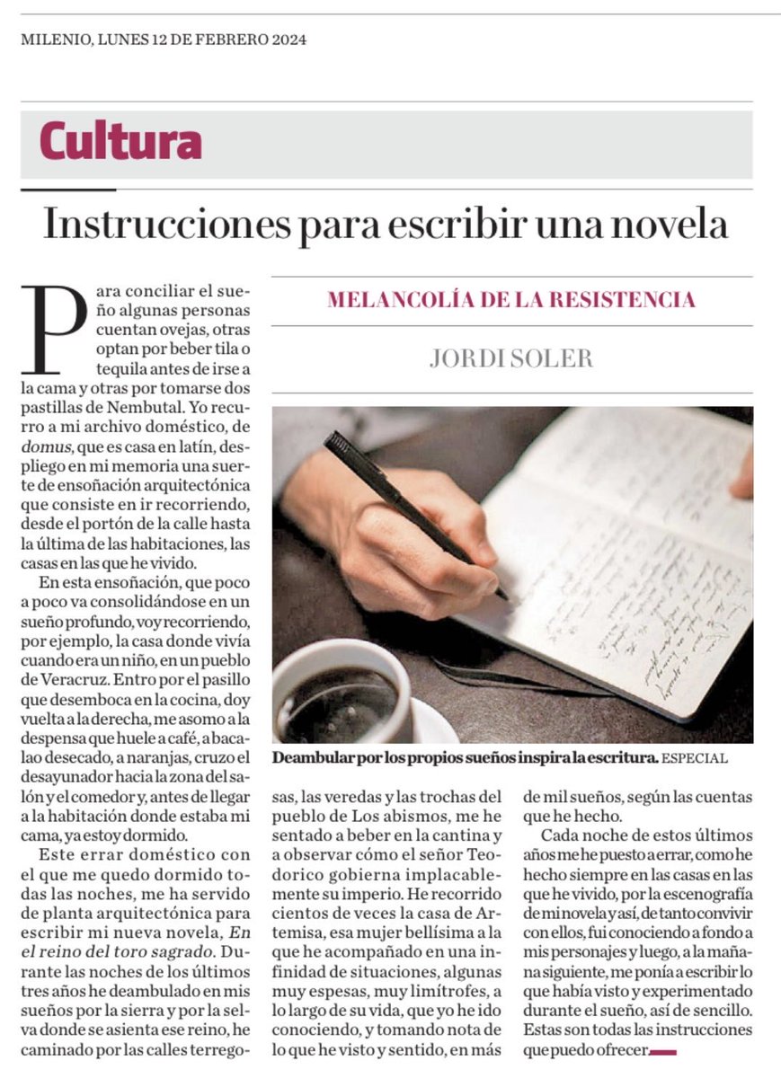 Instrucciones para escribir una novela (una confidencia). Mi artículo de los lunes @mileniodiario @Milenio