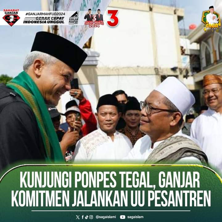 sagaislami's tweet photo. Calon Presiden Indonesia nomor urut tiga, Ganjar Pranowo, menegaskan komitmennya dalam menjalankan UU Nomor 18 Tahun 2019 tentang Pendidikan Pesantren. 

Pernyataan ini disampaikannya saat melakukan silaturahmi ke Pondok Pesantren Ma'hadut Tholabah di Jatimulya, Kecamatan Lebaksiu, Kabupaten Tegal.

#SahabatGanjar #GanjarPranowo #Ganjar #GenerasiGotongRoyong #GanjarPresiden #GanjarUntukSemua #GanjarMahfud2024 #SatSet #PastiLebihBaik #SatSetLebihBaik #MahfudMD