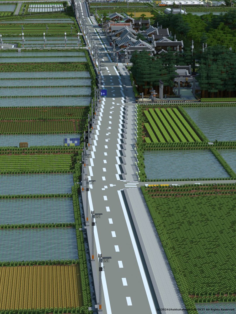 田舎を走るきれいな道 #Minecraft #舞神県