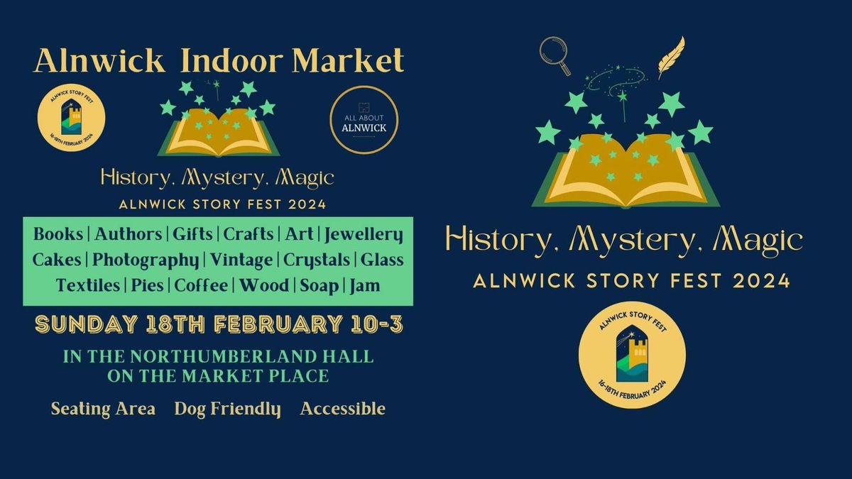 📗Alnwick Indoor Market will be running on SUNDAY as an addition to Alnwick Story Fest weekend. Step into the warmth of The Northumberland Hall and experience a bumper market, filled with makers, bakers, creators and crafters selling a beautiful array of their products!