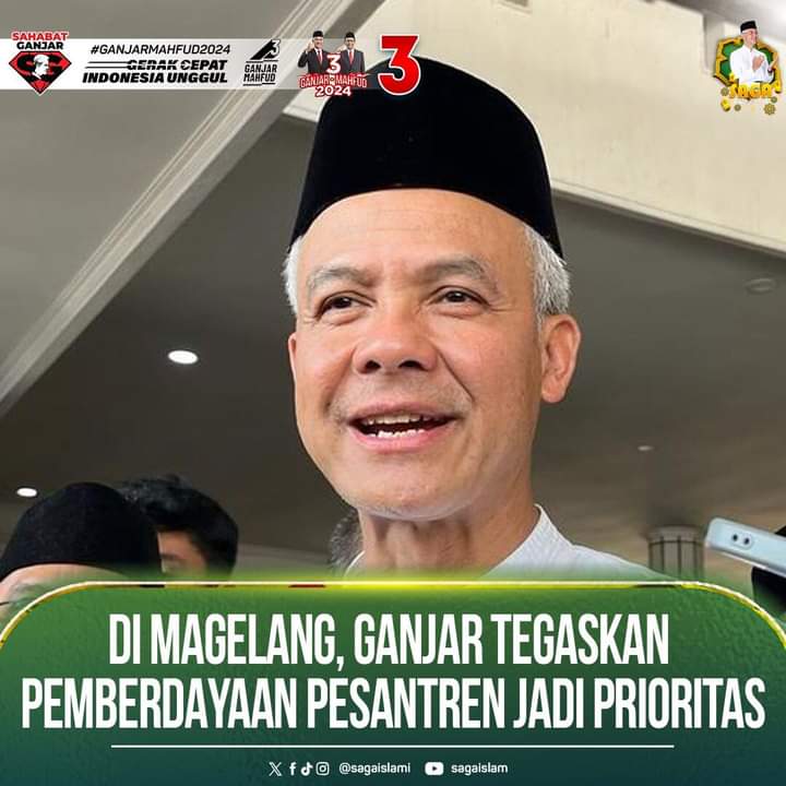sagaislami's tweet photo. Calon Presiden Indonesia nomor urut tiga, Ganjar Pranowo, menegaskan bahwa pemberdayaan pondok pesantren menjadi salah satu prioritasnya. 

Pernyataan tersebut disampaikannya saat melakukan kunjungan di Pondok Pesantren Darussalam Timur Watucongol, Magelang.

#SahabatGanjar #GanjarPranowo #Ganjar #GenerasiGotongRoyong #GanjarPresiden #GanjarUntukSemua #GanjarMahfud2024 #SatSet #PastiLebihBaik #SatSetLebihBaik #MahfudMD