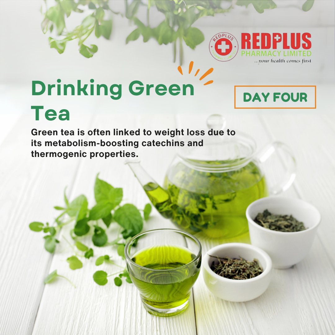 RedplusPharmacy's tweet photo. Green tea is often linked to weight loss due to its metabolism-boosting catechins and thermogenic properties. It's a low-calorie beverage that can help reduce overall calorie intake and suppress appetite #20DayChallenge #HealthyHabits #WeightLossJourney #SelfCareJourney https://t.co/49B1IMGaSl