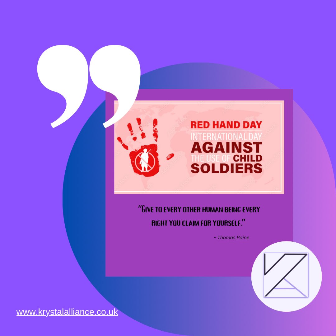 Today is ‘Red Hand Day’ (International Day Against the Use of Child Soldiers ♥️ #RedHandDay #Childsoldiers #PeaceNotWar #KAQuotes #SavetheChildren 🙏🏽