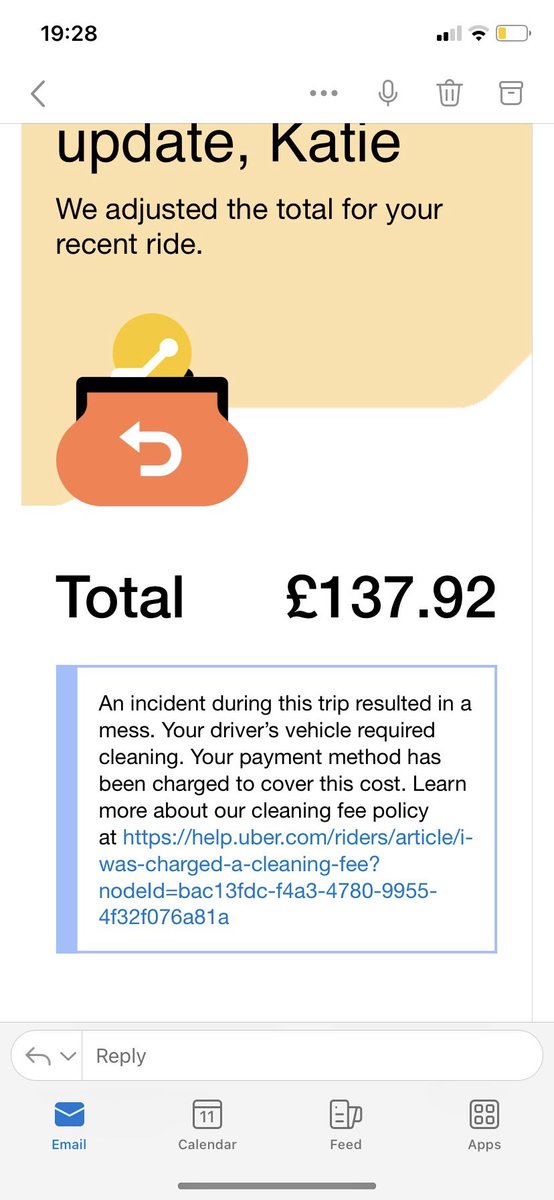 So me and <a href="/katie_uske/">Katie</a> got stuck in the rain other night. We ordered an <a href="/uber/">Uber</a> to get back home later on and lo and behold we’ve been charged an £80 ‘cleaning’ fee for this!???? You can CLEARLY see this is where we’ve been sat down after being caught in the rain.