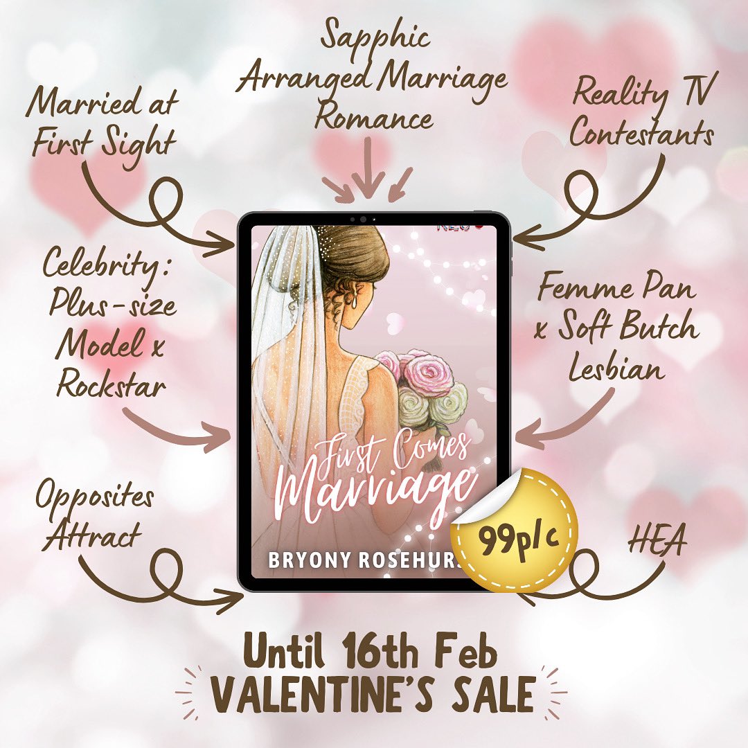 FIRST COMES MARRIAGE includes:

💍 sapphic arranged marriage
💍 married at first sight
💍 reality TV contestants
💍 celebrity plus-size model x rockstar
💍 femme pan x soft butch lesbian
💍 opposites attract 

Pre-order for 99p/c until Valentine’s Day!

amazon.co.uk/First-Comes-Ma…