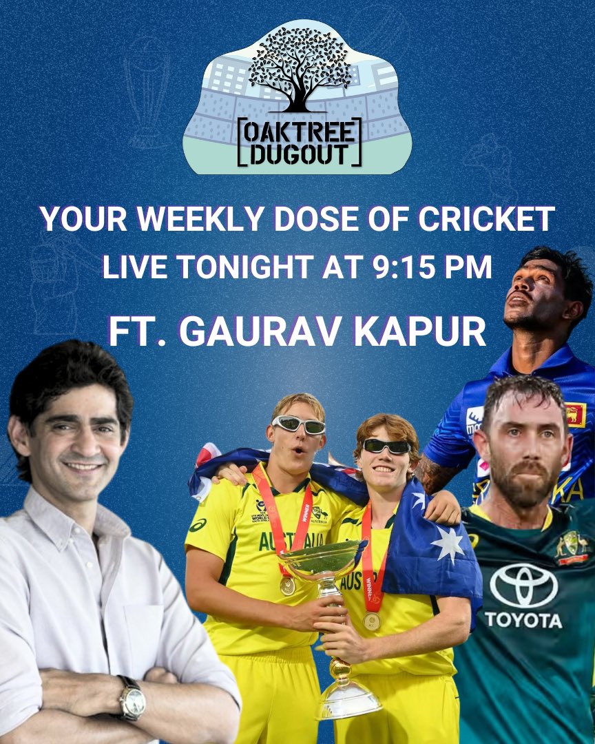 Join @gauravkapur live for the weekly cricket rewind ⏮️⏪ youtube.com/watch?v=JfSJlw… #cricket #LiveStream #CricketTwitter #YouTubeLive