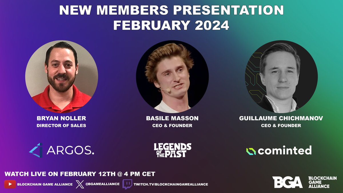 Blockchain Game Alliance (@bgamealliance) on Twitter photo ⏰In 1 HOUR⏰
Welcome our new members <a href="/argoskyc/">ARGOS Identity: AI-Powered Identity Platform</a> <a href="/legends_of_past/">Legends Of The Past 🏺</a> <a href="/Comintedlabs/">Cominted Labs</a>
📺 YouTube: youtube.com/watch?v=OSO-PJ…
👾 Twitch: twitch.tv/blockchaingame… ⏰In 1 HOUR⏰
Welcome our new members <a href="/argoskyc/">ARGOS Identity: AI-Powered Identity Platform</a> <a href="/legends_of_past/">Legends Of The Past 🏺</a> <a href="/Comintedlabs/">Cominted Labs</a>
📺 YouTube: youtube.com/watch?v=OSO-PJ…
👾 Twitch: twitch.tv/blockchaingame…