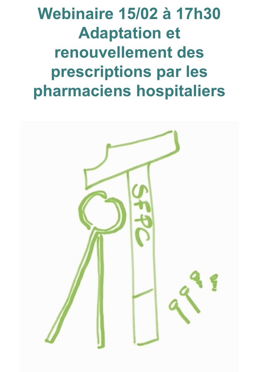 Le Pr Stéphane Honoré et le Pr Antoine Dupuis vous proposent un webinaire afin de répondre à toutes vos questions concernant le nouveau dispositif permettant au pharmacien hospitalier de renouveler et d'adapter les prescriptions. 
 
RDV le 15 Février à 17h30-18h30
Lien en com ⬇️