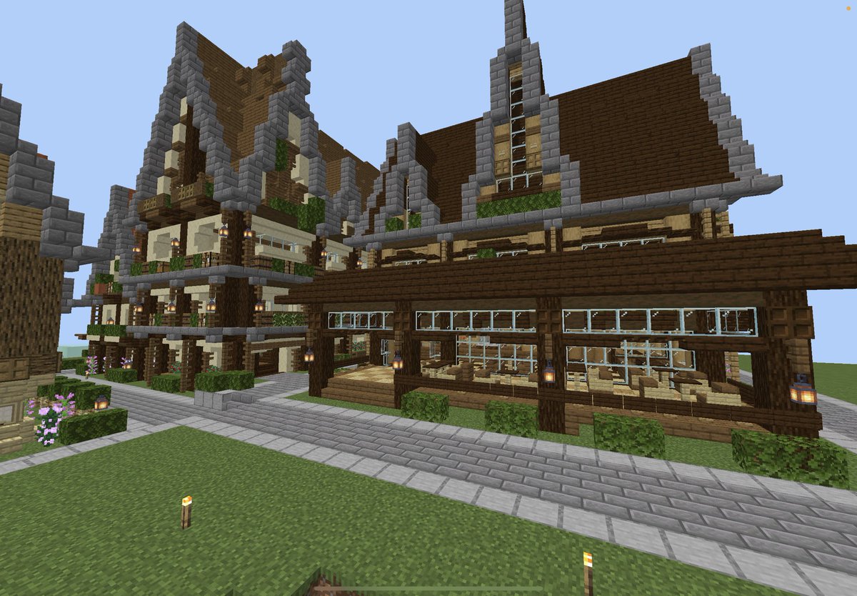 chocoouja's tweet photo. 飲食店中世風に作った！
＃マイクラ建築 https://t.co/6QPpLAqvt7