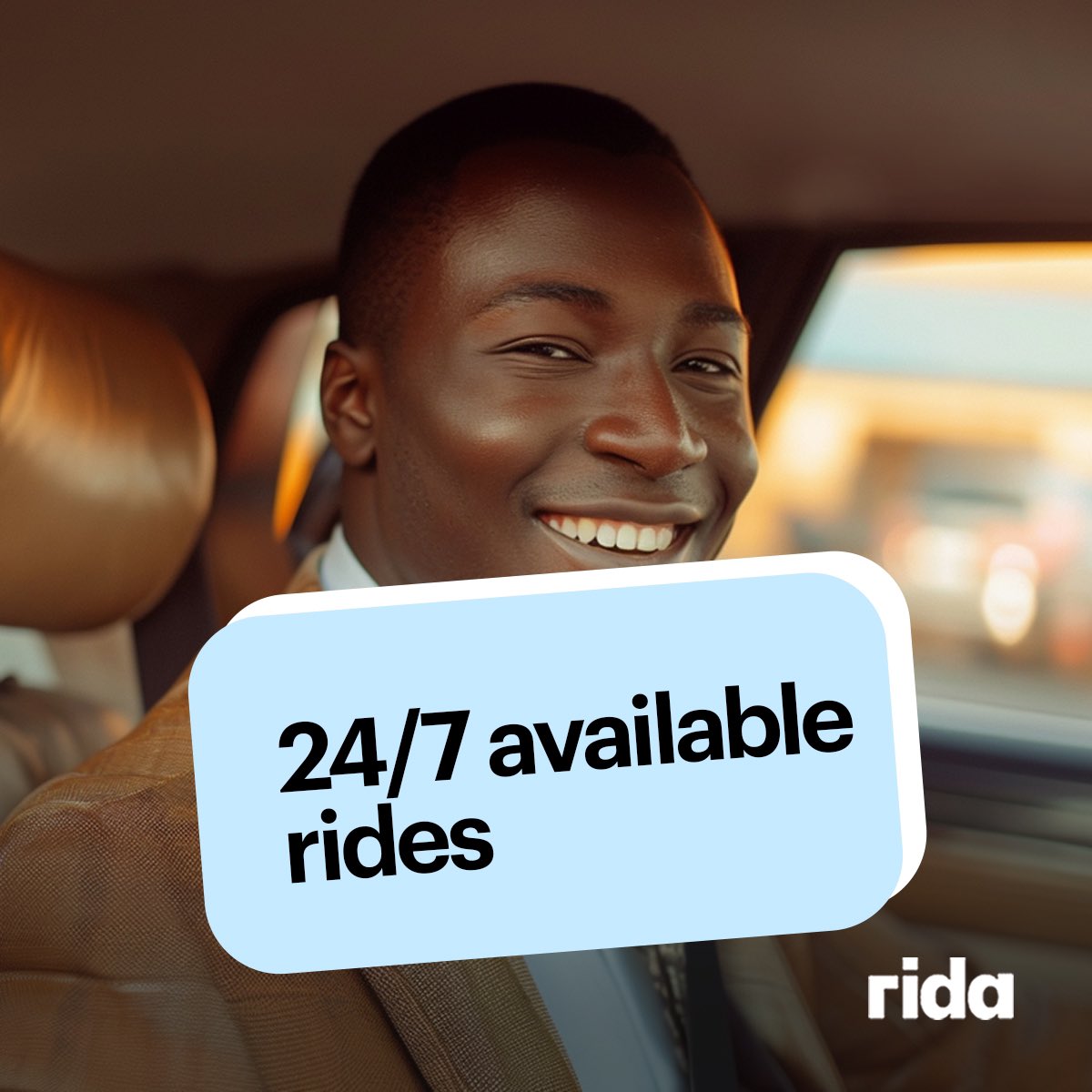 We provide a 24/7 round the clock ride service which allows you book a ride at anytime of the day Download Rida App in App Store and Google Play 🚙 #RidaApp