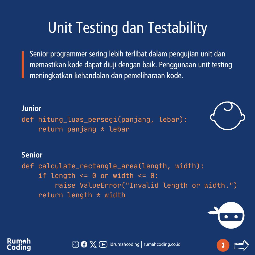 idrumahcoding's tweet image. Kalo baru belajar coding, biasanya style codingnya masih berantakan. Goalnya yang penting kelar. Seiring bertambahnya jam terbang, style coding biasanya mulai mengikuti standard. Berikut saya rangkum perbedaan style coding junior dan senior. Lihat perbedaannya.
