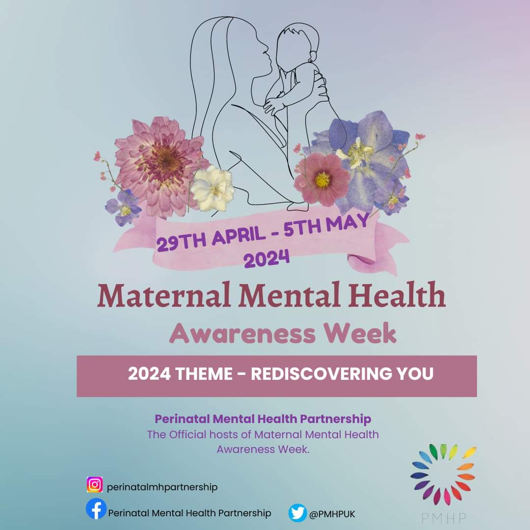 We are delighted to announce that this years theme for the <a href="/PMHPUK/">PMHP UK</a> Maternal Mental Health Awareness Week 29th April - 5th May is ‘Rediscovering You'.

#maternalmentalhealthawarenessweek 
#perinatalmentalhealth 
#mmhaw
#mmhaw24
#maternalmentalhealth