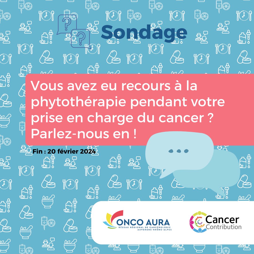 🌟 Votre expérience de la #phytothérapie ou une autre #médecinedouce face au #cancer nous intéresse ! 🌟 
Votre témoignage peut faire avancer les soins. 
Participez au sondage ici 👉 evalandgo.com/f/104357/4pQ1B… 💙