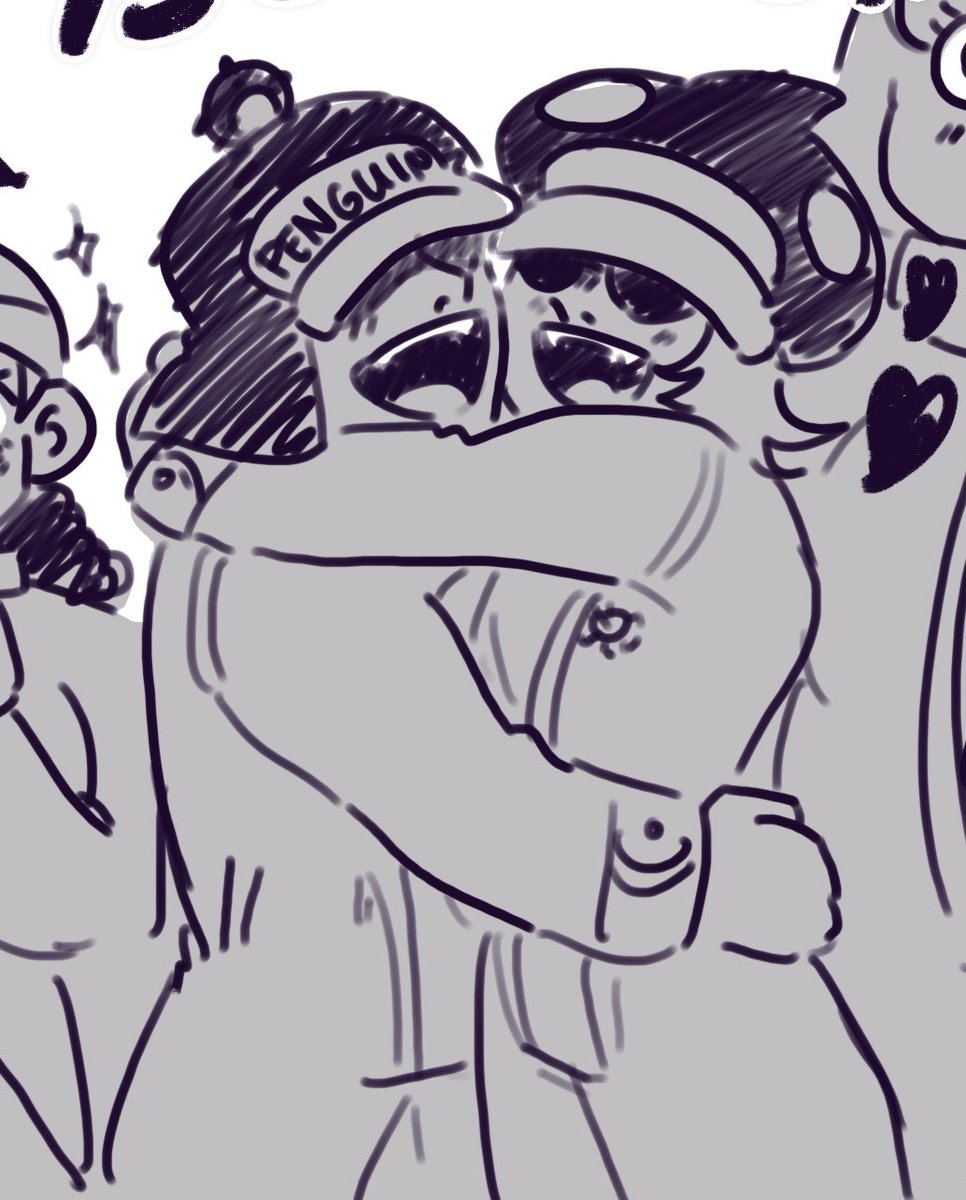 actually obsessed with drawing penguin and shachi hugging 