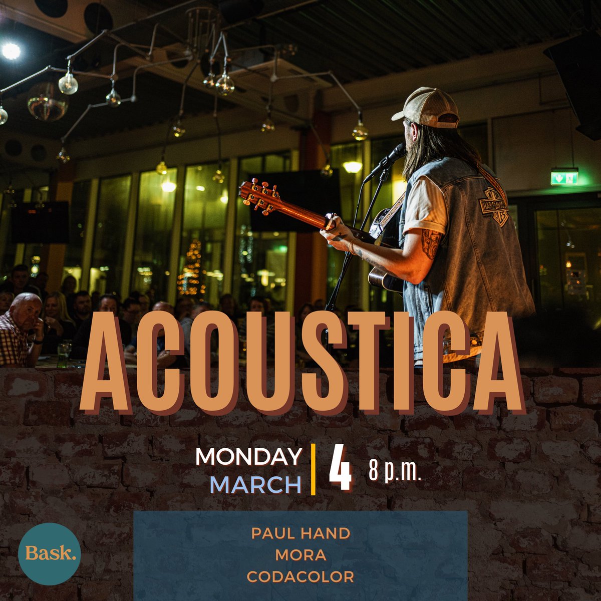 ACOUSTICA! What a lineup we have for you in March. Now a monthly special, we have the excellent trio of @PaulHandMusic • MORA • @wearecodacolor Free entry, 8pm. Keep your eyes peeled for some offers on the night 🍻🍽️