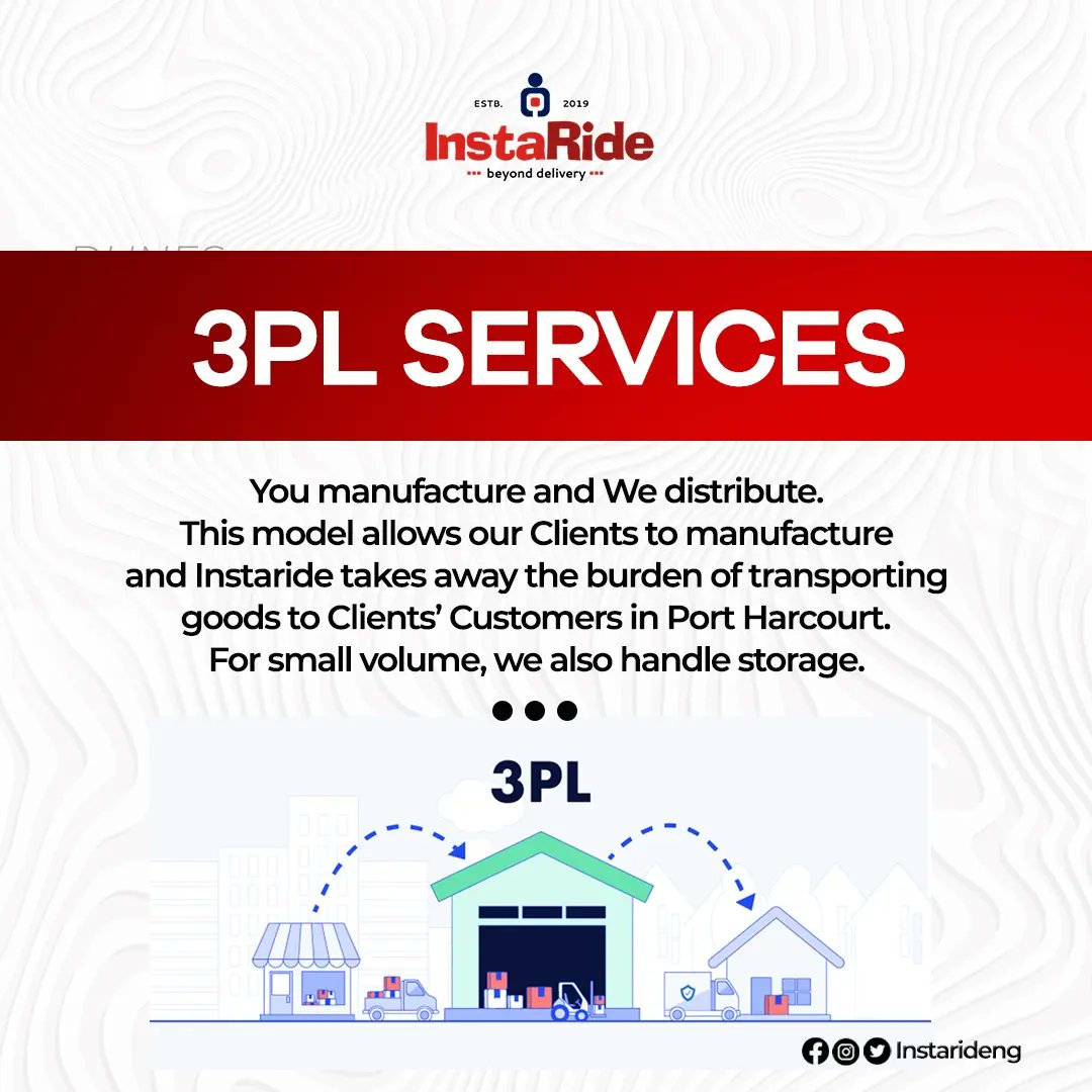 InstaRideNg's tweet photo. @Instaride, we understand that a well-managed supply chain is crucial for business success. 

We aim to be your strategic partner, ensuring your logistics operations are efficient, cost-effective, and seamlessly distributed.

Dm or call us today📞

#3PLservices
#OurServices https://t.co/NF7GP6zXhk