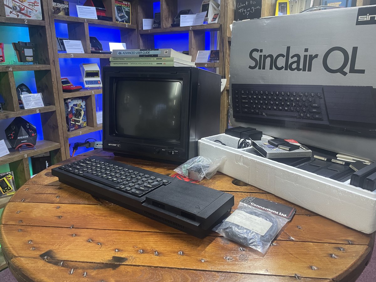 This Sinclair QL is paired with a gorgeous 12” matching display. It’s a 12” Taxan model with QL branding and it looks the business.