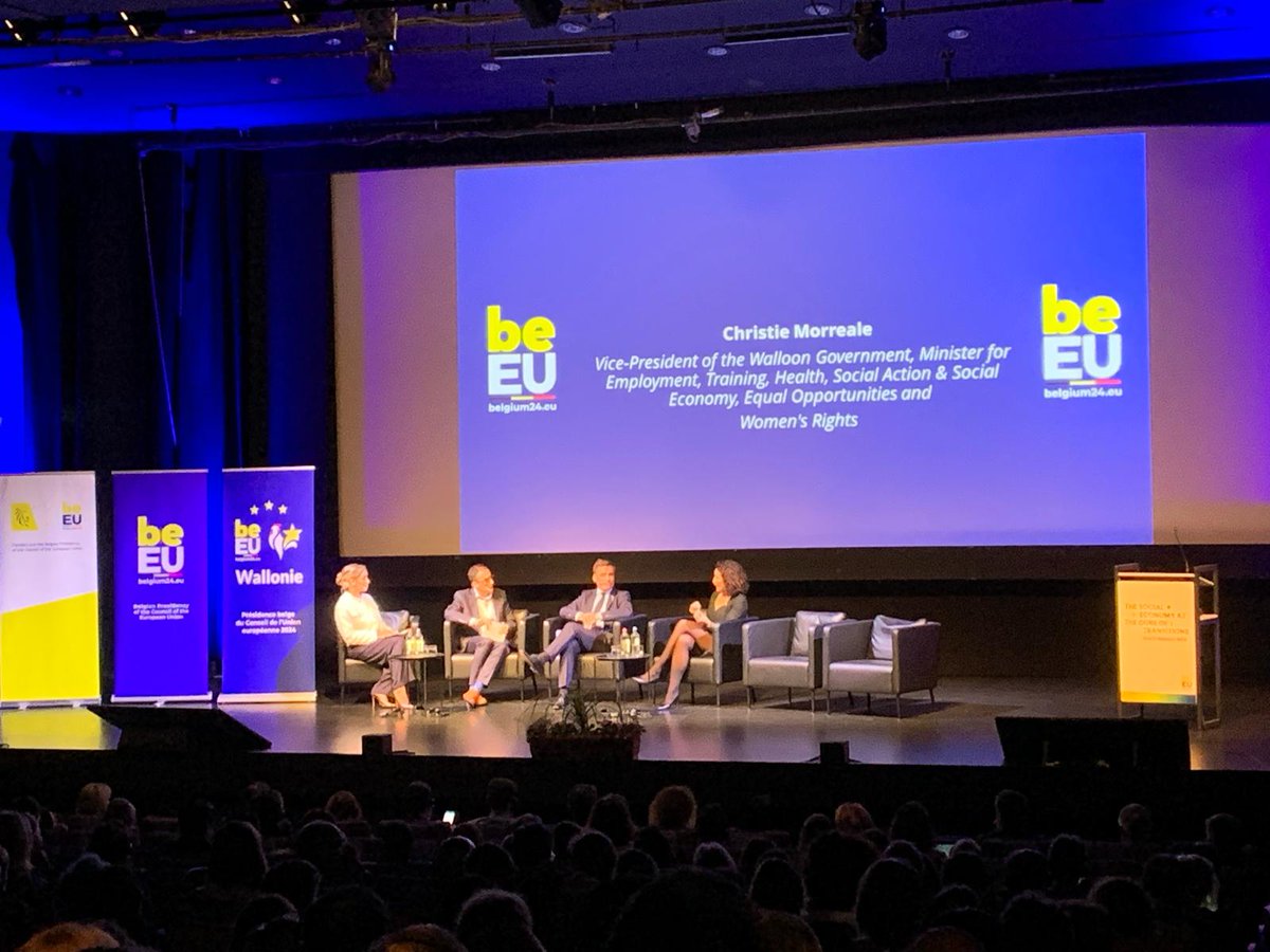 📢 We are the #SocialEconomy2024 conference in Liège 🇧🇪, organised by the Council presidency @EU2024BE. 

C. Morreale, VP of Wallonia, stresses the urgent need for social economy education and new masters programmes. 

We share the concern and are working to make that happen. 🚀