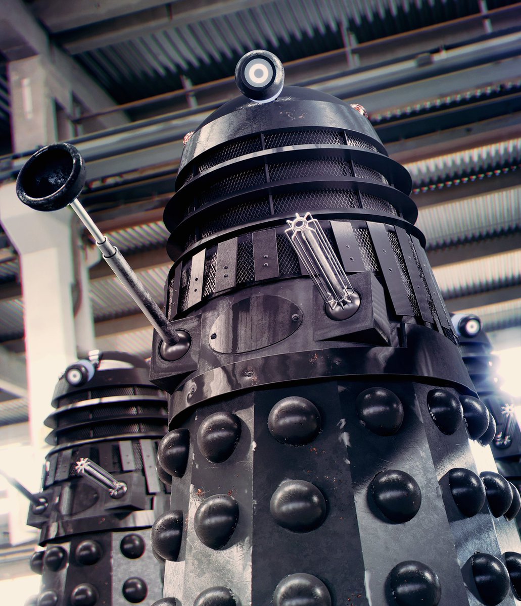 Happy Monday folks. Not quite so frosty as the morning is, a few Genesis #Daleks to bring you back to reality 🤖 so iconic in all black who can’t love these 🤤 built in C4D rendered with @CoronaRenderer #DWArtistClub #DoctorWho