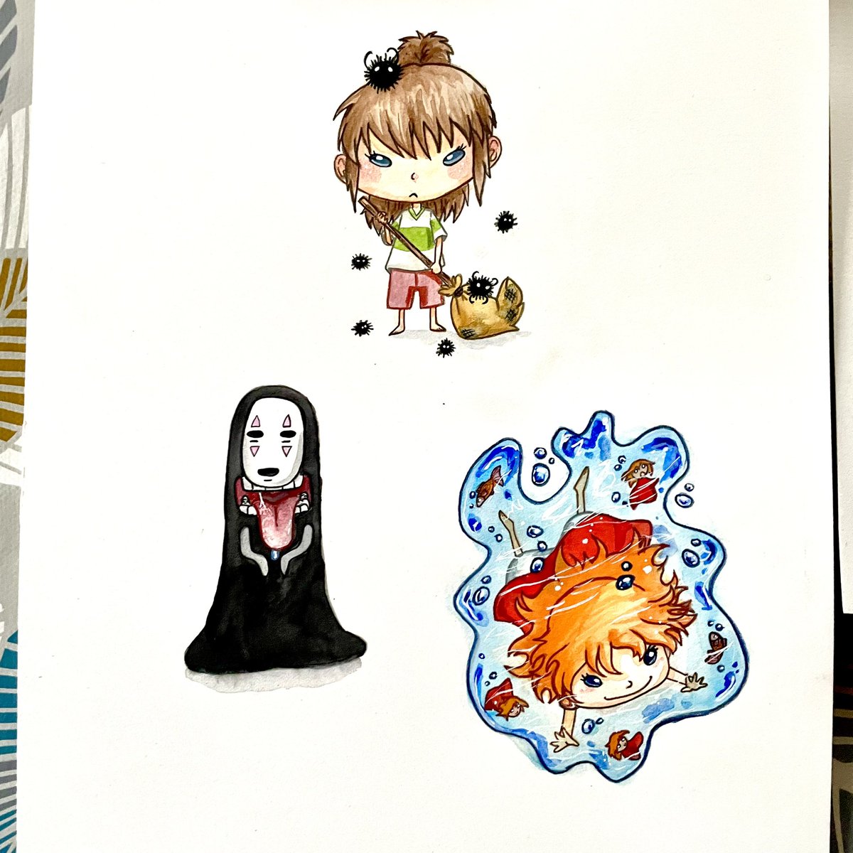 Hier ein paar kleine Ghibli Chibis. #ghibli #chibiart #watercolor