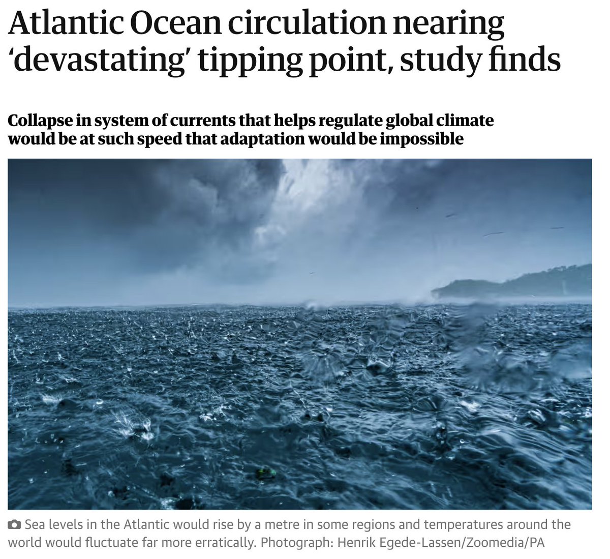 NEW: Atlantic Ocean circulation is nearing a devastating tipping point which would make adaptation impossible.

Yet oil and gas giants are pushing for new fields while rowing back on their climate targets.

They are a danger to all of humanity.