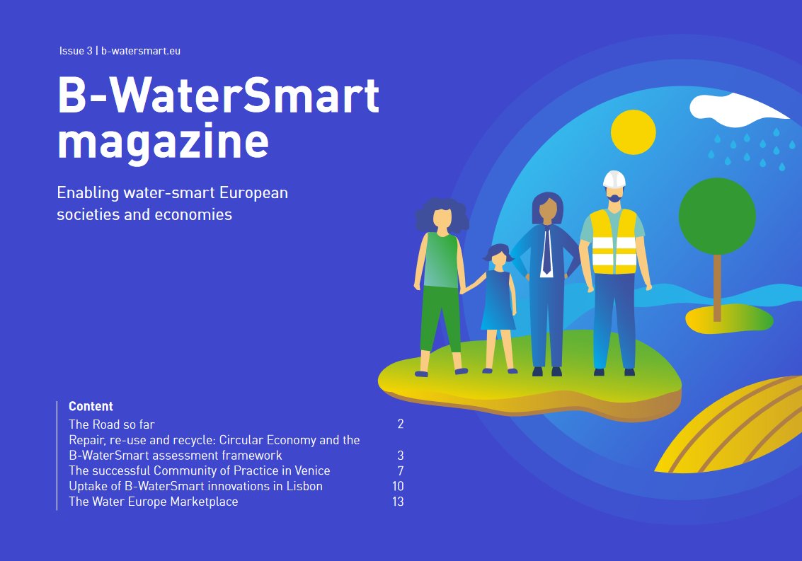 The new B-WaterSmart Magazine introduces Circular Economy and the B-WaterSmart assessment framework, features the successful Community of  Practice in Venice and the uptake of B-WaterSmart innovations in Lisbon: b-watersmart.eu/download/b-wat…