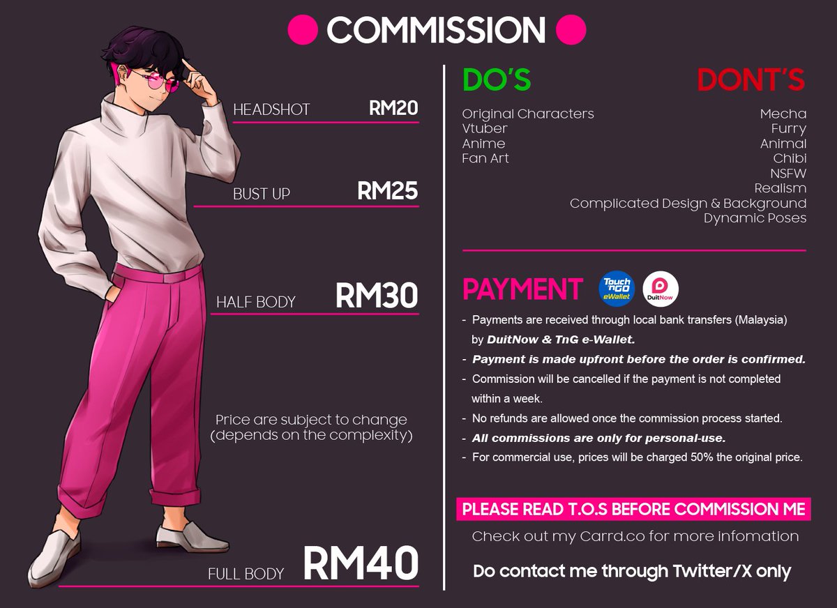 !!!OP3N C0MMISSI0N!!! My commission is back! This commission has a little change this time~ This time i will take 5 SLOTS ONLY Malaysian-only commission Feel free to check out my carrd at the link below: ikmalshaffie.carrd.co