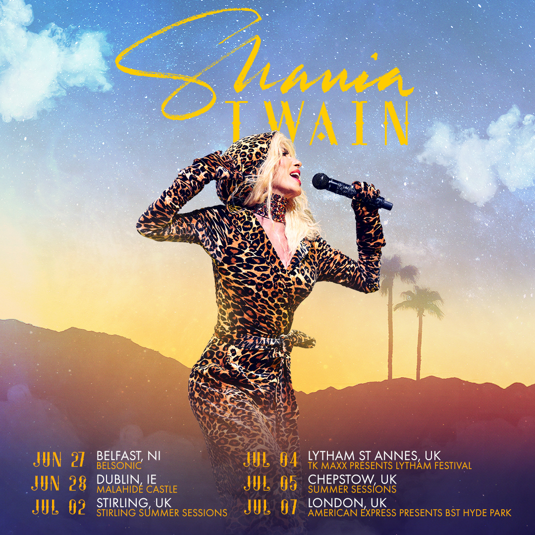 ShaniaTwain's tweet photo. When it rains... it pours!! 🤠☔️ UK &amp; IRELAND - I'm coming for you, see you this Summer! 😘 https://t.co/YKAy5gYpUZ