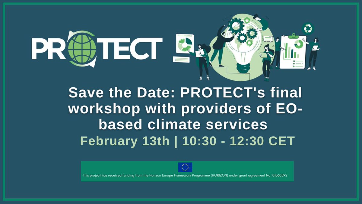 PROTECT Project (@eu_protect) on Twitter photo Calling all #EarthObservation climate service providers to join the <a href="/EU_PROTECT/">PROTECT Project</a> workshop, to find out opportunities for YOU in the upcoming pre-commercial procurement (PCP) calls!
Tomorrow 13 February 2024 - 10:30-12:30 CET
All info and registration: protect-pcp.eu/save-the-date-… Calling all #EarthObservation climate service providers to join the <a href="/EU_PROTECT/">PROTECT Project</a> workshop, to find out opportunities for YOU in the upcoming pre-commercial procurement (PCP) calls!
Tomorrow 13 February 2024 - 10:30-12:30 CET
All info and registration: protect-pcp.eu/save-the-date-…