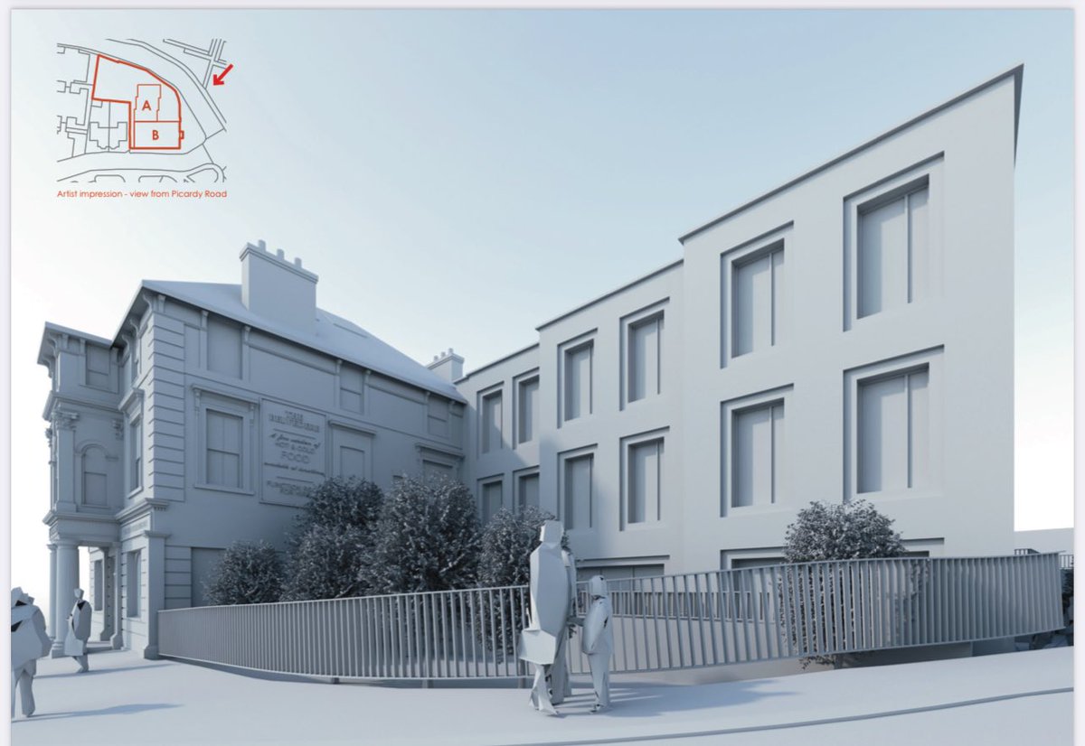 iamfrominternet's tweet photo. @LBofBexley expectation vs reality. New development on Picardy Road looks nice but the original plan shows some planting and trees in front of the extension and the developer installed shitty plastic grass instead. Can this be addressed please? @Shitlawns @TeresaONeillLBB https://t.co/nYhzU2wqAt