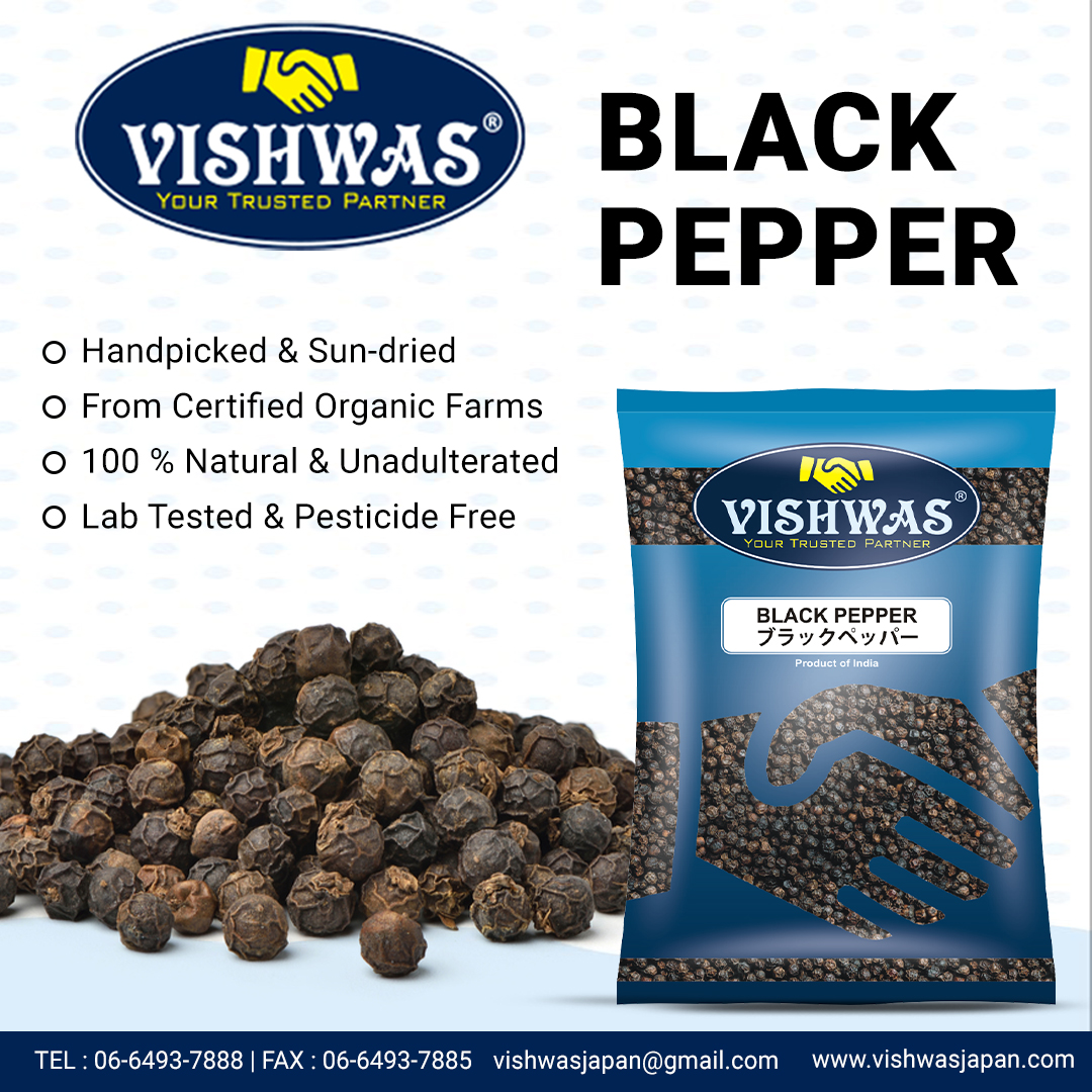 Vishwasjapan's tweet photo. Add a dash of boldness to your dishes with our premium quality black pepper - the ultimate seasoning that packs a punch! 🌶️🍽️

#blackpepper #seasoninggoals #spiceupyourlife #cookingindia #kitcheningredients #vegan #masalaking #dabeli #cloves #chicken #homemade https://t.co/5G6kAf8EsG