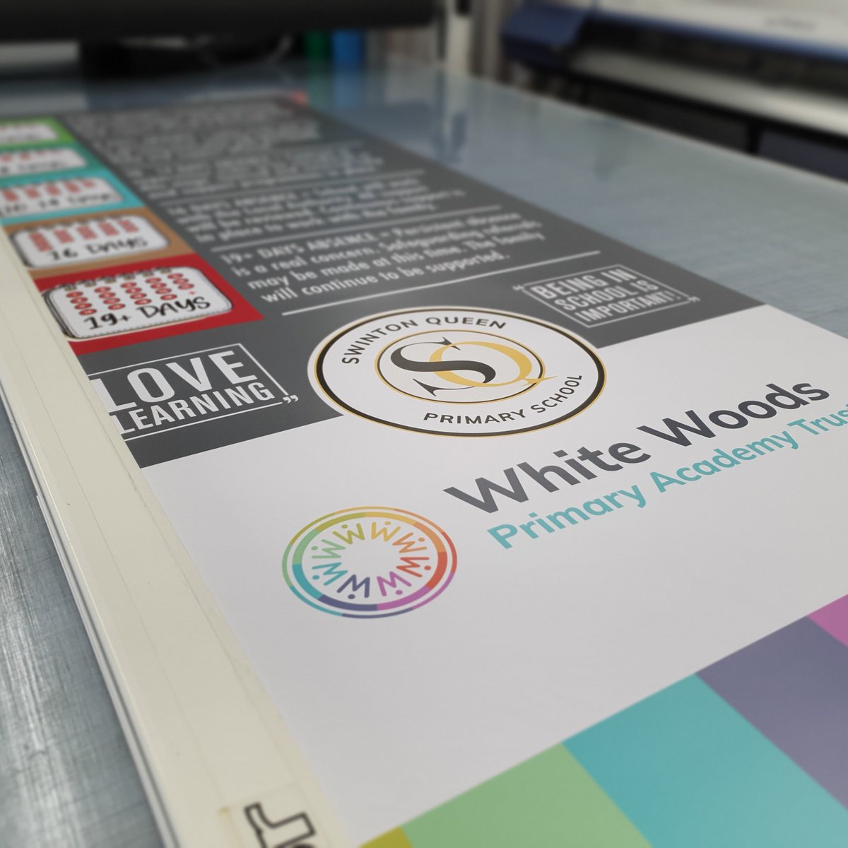 A batch of roller banners in production for a returning client. #RCGraphixLtd #PopUpBanners #RollerBanners #Schools #BehindTheScenes #SneakPeak #BarnsleyIsBrill #YorkshireBusiness