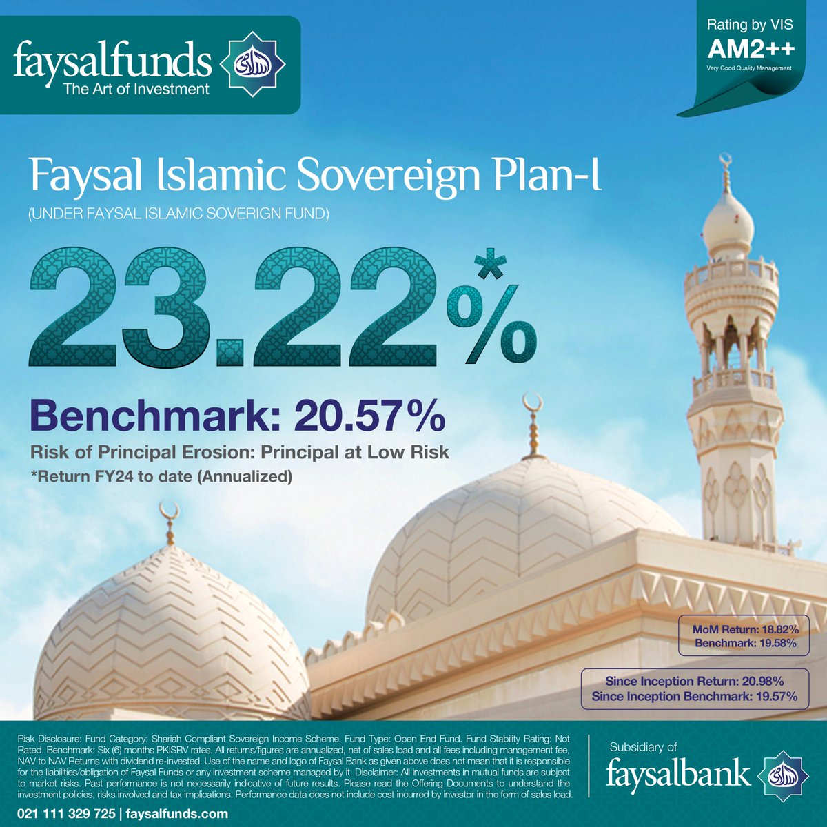 FaysalAsset's tweet photo. Earn Stable and Halal Profit by investing in 𝗙𝗮𝘆𝘀𝗮𝗹 𝗜𝘀𝗹𝗮𝗺𝗶𝗰 𝗦𝗼𝘃𝗲𝗿𝗲𝗶𝗴𝗻 𝗙𝘂𝗻𝗱.

Visit https://t.co/z6N9XCSs7i to open your Investment account.

To invest SMS ‘INVEST’ on 9182 | Call: 021 111 329 725 | WhatsApp Self-service: 021-111-329-725 | https://t.co/OcRhE2qRDg