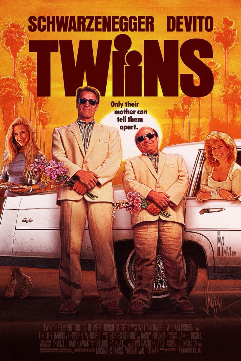 PaulShipper's tweet photo. Nice to see these guys reunited in #AgentStateFarm ad during the #SuperBowl loved illustrating this art for Twins, which didn’t get used sadly but a film I love 🧡 all the best to @Schwarzenegger @DannyDeVito great to create the @StateFarm poster featuring Arnold and @JakeStateFarm
