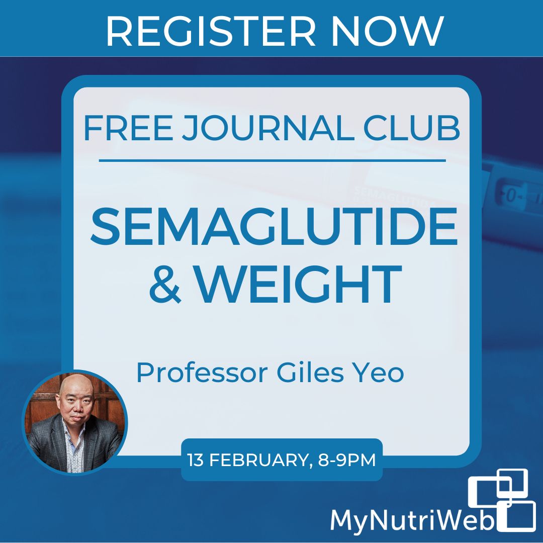 📅 Don't Miss - Journal Club tomorrow night with the INCREDIBLE <a href="/GilesYeo/">Giles Yeo</a> 

Semaglutide &amp; Weight - let's explore a recent <a href="/ObesitySociety/">The Obesity Society</a> paper 🔍📄, link to the paper➡️: bit.ly/3UBD7pq

💭 Who's looking forward to this one❓

Registration free @ bit.ly/47RiSrS
